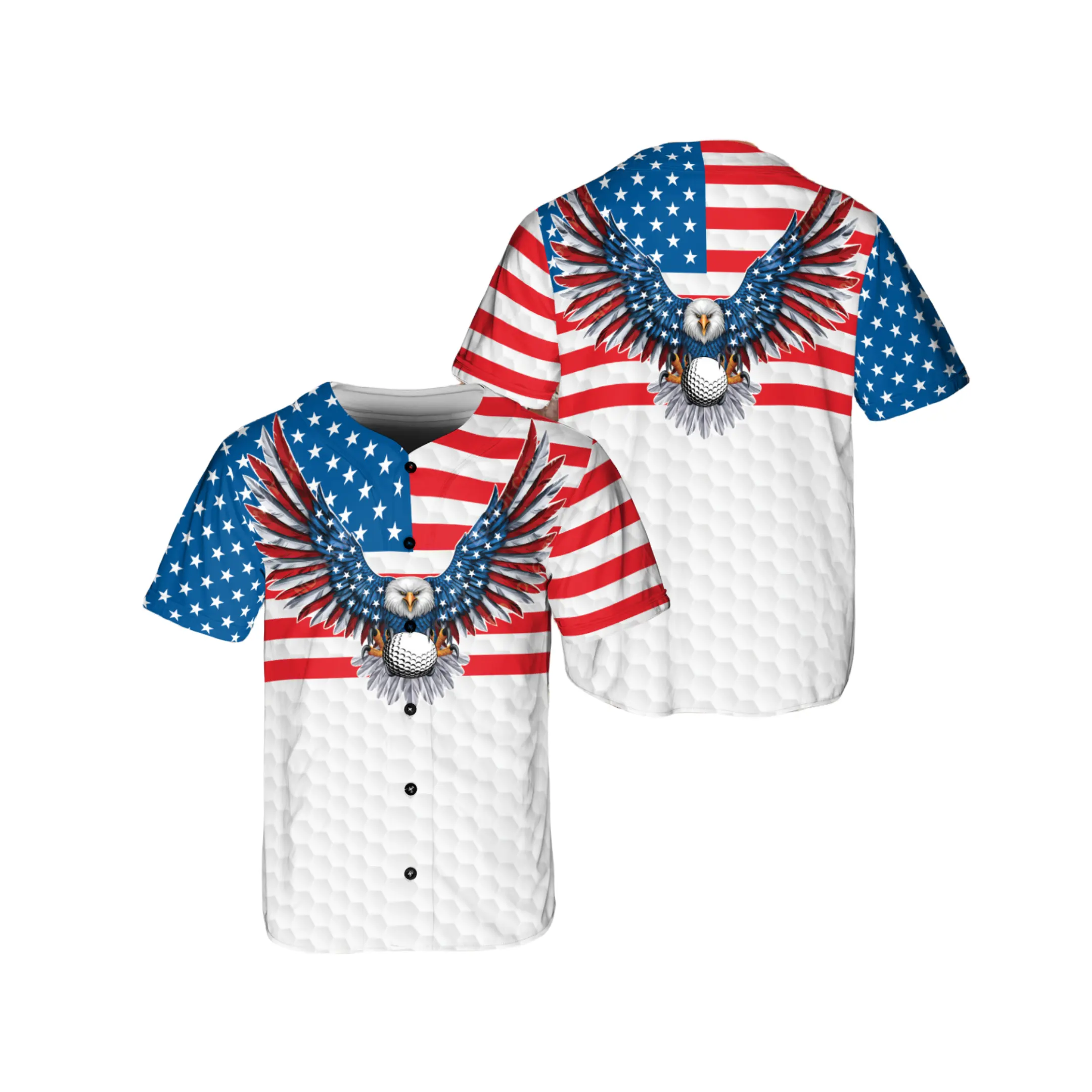 Individuelles hochwertiges Namensshirt neu Herren lässiges T-Shirt Golf amerikanische Flagge Baseballtrikot Mannschaftsuniform Großhandel