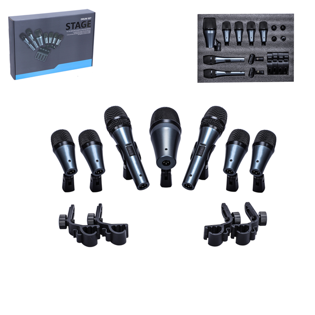 EW DMK7 Affordable Pickup Acoustic Drum Plastic Weighted Dynamic Microphone 7pcs/Set Wired Drum Microphone Kit