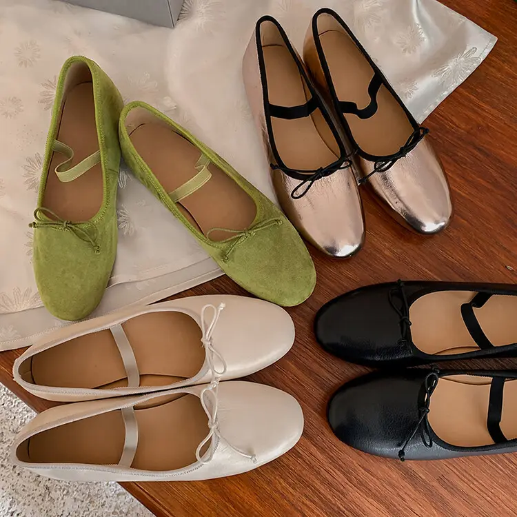 Xinzirain scarpe da ballo da donna personalizzate di alta qualità in morbida pelle di pecora Mary Janes ballerine con Logo personalizzato piatto