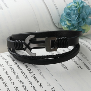 สร้อยข้อมือเหล็กไทเทเนียมสีดำทรงกลมของขวัญเครื่องประดับ 17023 - Product Image 1