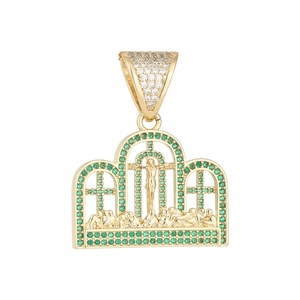 14K 镀金最后的晚餐吊坠 CZ 十字架吊坠 Dijes De La Ultima Cena Oro Laminado 宗教天主教珠宝吊饰 - Product Image 5