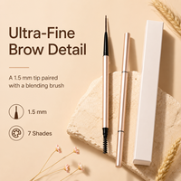 Crayon à sourcils double embout ultra-fin 7 couleurs avec brosse, waterproof, longue tenue pour maquillage de fête, prix usine