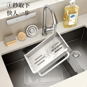 Égouttoir blanc avec plateau pour évier de cuisine, panier de drainage polyvalent, résistant à l'eau, design carré - Product Image 3