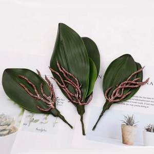 ใบไม้ประดิษฐ์ QiHao เหมือนจริง ทำจากยางลาเท็กซ์ สัมผัสเหมือนจริง สีเขียว ใบไม้ปลอมสำหรับตกแต่ง กล้วยไม้ฟาแลนนอปซิส - Product Image 3