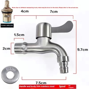 <span class=keywords><strong>Robinet</strong></span> de machine à laver en acier inoxydable 304, 1/2 pouce, avec noyau en cuivre, bec pointu, poignée estampée, pour extérieur et bassin de lavage - Product Image 6