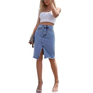 Jupe en jean OEM personnalisée, 100% coton, coupe skinny, vintage, délavée à l'acide, taille haute, pour l'été - Product Image 3