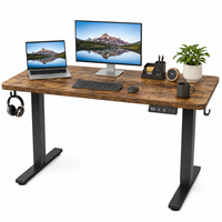 Bureau assis-debout ergonomique moderne et durable à moteur unique, 55 pouces, marron rustique, idéal pour le télétravail et les petits espaces – Meilleure vente
