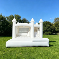 Château gonflable tout blanc en PVC avec toboggan, capacité 500 kg, portable pour mariage, fête, adultes et enfants