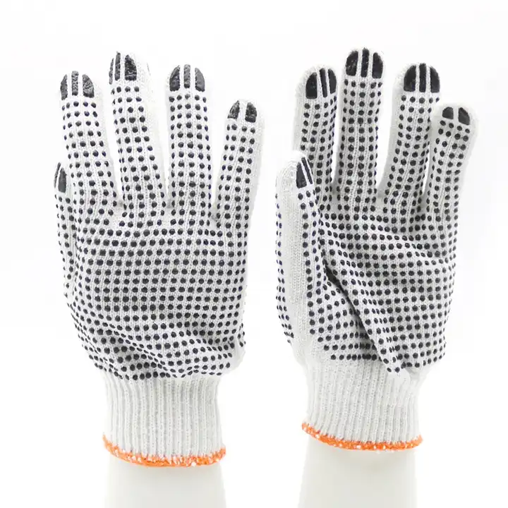  ABC - Guantes de trabajo de PVC de doble cara de 10 pulgadas,  paquete de 24 guantes de punto de PVC, guantes de algodón transpirable con  puntos de goma, guantes de