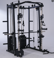 Système de musculation multifonction Smith Machine, rack à squats robuste, banc de musculation, équipement de gym commercial en acier inoxydable pour les bras, la poitrine et les jambes