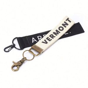 Personalized Simple Fashion Double-Sided Printed Keychain Webbed Pure Cotton Fabric Nylon Hanging Buckle Embroidery Key <b>Rope</b> - Product Image 5