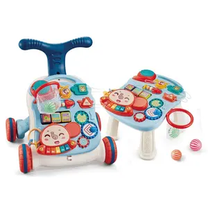 2-in-1 תינוק פעוט צעצוע עבור בנות בני לשבת לעמוד למידה ווקר ופעילות מרכז שולחן חינוכי תינוק לדחוף הליכון