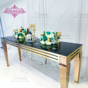 Table de bar moderne en acier inoxydable avec dessus en verre noir Ensemble de meubles de cocktail de mariage onirique pour la maison ou la <span class=keywords><strong>location</strong></span> de bar - Product Image 3