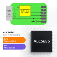 Módulo Decodificador de Audio Digital USB Tipo-C ALC5686, 384kHz/32bit, Alto SNR, Baja Distorsión, Control de Llamadas/Android para Micrófono PCBA