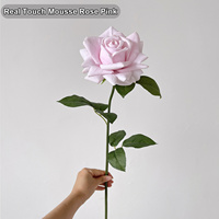 Rose artificielle en mousse à toucher réel, couleur dégradée, tige de rose artificielle, fleur artificielle pour mariage vintage, vente en gros