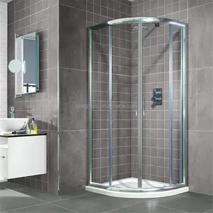 Toptan fiyat çerçevesiz duş odası paslanmaz çelik çift sürgülü temperli cam duş kapısı