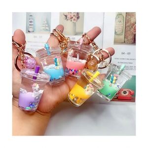 Mini Drink <b>Floating</b> Keychain Creative Cute Milk Tea Beverage Acrylic Liquid Keychain - Product Image 1