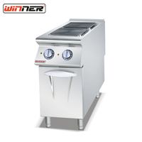 Peralatan Memasak Hemat Energi Kompor Listrik Kompak Stainless Steel dengan 2 Tungku dan Kabinet untuk Toko Makanan