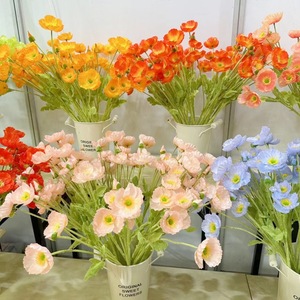 Ramo de amapola de seda, toque realista, hogar, mesa decorativa para sala de estar, centro de mesa, amapola, belleza, flores artificiales - Product Image 1