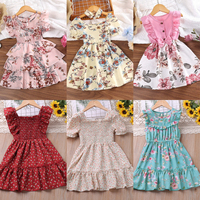 Robe de fête plissée pour filles, col rond, styles variés, motif floral uni, ceinture, en polyester, pour enfants de 2 à 12 ans, vente en gros