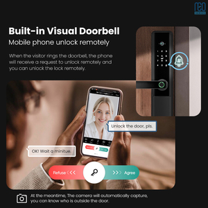 Tediton tuya Wifi cerradura inteligente điện tử ttlock màu xanh kỹ thuật số tay nắm cửa thông minh vân tay khóa cửa với máy ảnh - Product Image 3