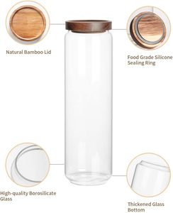 Custom Logo Modern High Borosilicate Glass <b>Kitchen</b> <b>Storage</b> Jar Reflective Acacia Wood Lid Handcrafted Eco-Friendly Party Food - Product Image 3
