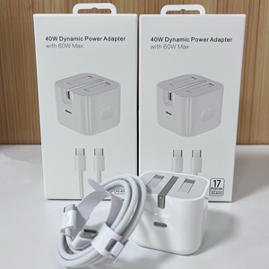 ชุดอุปกรณ์ชาร์จเร็ว 40W PD สำหรับ iPhone ชุดอุปกรณ์ชาร์จเร็ว 40W อะแดปเตอร์จ่ายไฟไดนามิก 40W สูงสุด 60W สายถัก USB-C to USB-C 60W - Product Image 3
