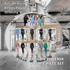 Conjunto de Yoga Casual de Tres Piezas Y2200, Color Sólido, a la Moda, con Diseño de Dragón y Fénix, Transpirable, Cintura Elástica, Chaqueta Larga - Product Image 2