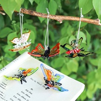Figurines de papillons en verre colorées faites à la main, mini ornements suspendus, décoration pour la maison, le bureau, le jardin, artisanat en verre animalier, vente en gros