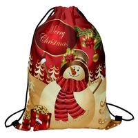 Sac à dos à cordon de serrage Joyeux Noël, motif Bonhomme de neige rouge, sac cadeau de Noël réutilisable, sac du Père Noël, pochette pour cadeaux de fête