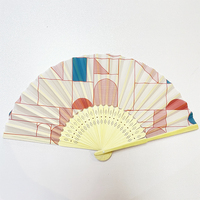 Kustom 21cm jepang kain Satin bambu bunga emas kipas lipat tangan untuk hadiah promosi