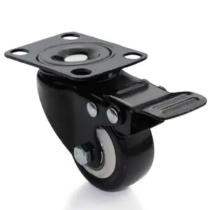 brake black PU casters with high quality and caster without brake