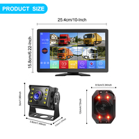 Monitor DVR para Camión/Autobús/Auto de 10.1 Pulgadas con 4 Canales, Alarma de Punto Ciego Inteligente (BSD) y 4 Cámaras AHD1080P con Visión Nocturna LED