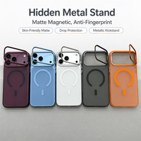 Coque de téléphone magnétique translucide mate transparente de haute qualité OEM personnalisée avec support invisible et protection de l'appareil photo pour iPhone 17 18 Pro Max