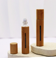Botol Roll-On Bambu Berukir Laser Logo Kustom 5ml 10ml Wadah Kosmetik Kosong Minyak Atsiri Parfum