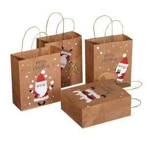 क्राफ्ट पेपर बैग क्रिसमस उपहार पुनर्नवीनीकरण पेपर बैग