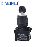 XDL21-EG33 Commutateur rotatif à clé 3 positions NO+NO 22mm avec bouton-poussoir de commande 10A 220V IP65