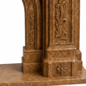Chimenea Tradicional de Mármol con Acabado en Madera Roja y Tallados de Leones, para Leña, para Interiores, Sala de Estar - Product Image 4