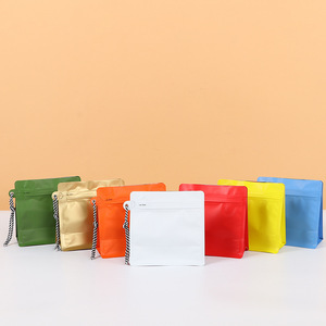 Custom Logo Food Grade Candy Tea Coffee Packaging Plastic Stand up Flat Bottom Bags and <b>Pouches</b> with Ziplock Valve - Product Image 1