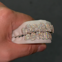 Grillz personnalisés en moissanite avec motif nid d'abeille, bijoux hip-hop glacés