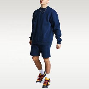 men's navy color short set wholesale custom design two piece shorts set - Product Image 1