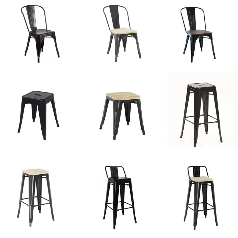 Chaises de bar istiflenebilir cadeira retro de ferro cafe bar metal yemek sandalye sillas de metal esszimmerstuhl yüksek metal bar sandalyeler