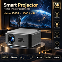 Projecteurs intelligents 4K Android TV 300 pouces, vidéo Full HD 1080P native, mise au point automatique, DVB-T2, projecteurs TV, équipements de présentation
