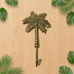 Meilleure vente en Indonésie : Porte-manteau décoratif mural en métal sculpté motif palmier tropical, résistant à la rouille, à un seul niveau - Product Image 2