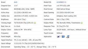 A104SN03 V1 100% Original Nouveau Écran LCD Industriel AUO 10,4 Pouces 800*600 350nits Affichage TFT Carte de Pilote Optionnelle Câble - Product Image 3