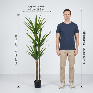 OH Arbre artificiel Yucca <span class=keywords><strong>Elephantipes</strong></span> à toucher réel, plante du désert de luxe pour la décoration de maisons, bureaux et espaces commerciaux de style Mid-Century Modern - Product Image 5