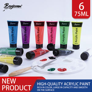 Ensemble de peintures acryliques 12 couleurs 75 ml pour débutants – Idéal pour verre, toile et papier – Peintures pigmentées et fournitures d'art mural - Product Image 4
