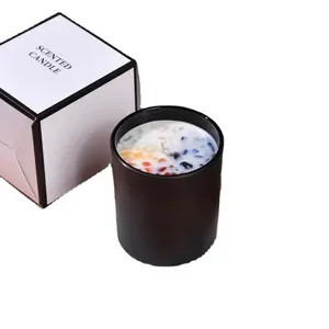 Low moq luxury custom candles beautiful soy wax private label scented candles with crystals inside