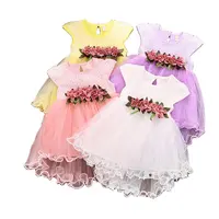 Frocks tasarımlar bebek prenses çiçek dantel kız parti elbise çocuklar için farklı boyut
