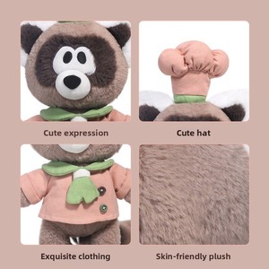 Peluche Zhuoqu Snack Shop Crispy Noodle Little Raccoon Crunchy Roll, coussin en polyester et coton PP, cadeau d'anniversaire - Product Image 3
